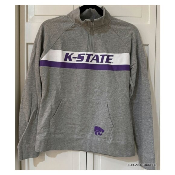 Kansas State KSU K-State Wildcats Quarter Zip Pullover Sweatshirt Medium - Picture 1 of 15